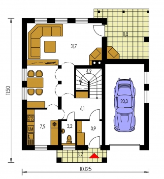 Image miroir | Plan de sol du rez-de-chaussée - COMFORT 107